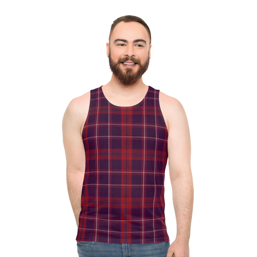 Tartan red unisex tank top