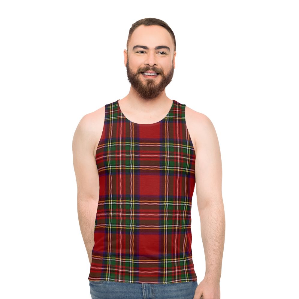 Red tartan stewart clan unisex tank top