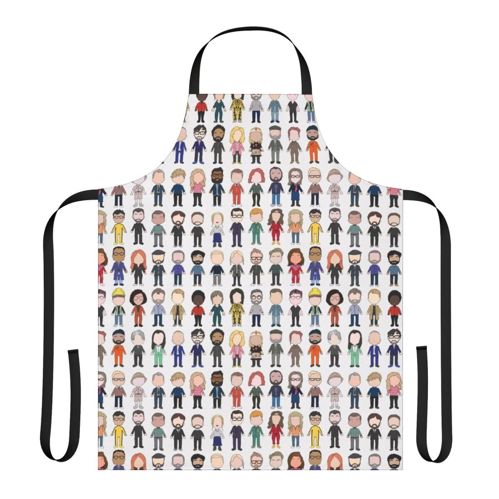 Taskmaster-themed full apron with cast poster graphic