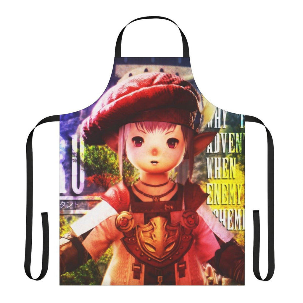 Tataru-inspired apron featuring the beloved Lalafell character from Final Fantasy XIV