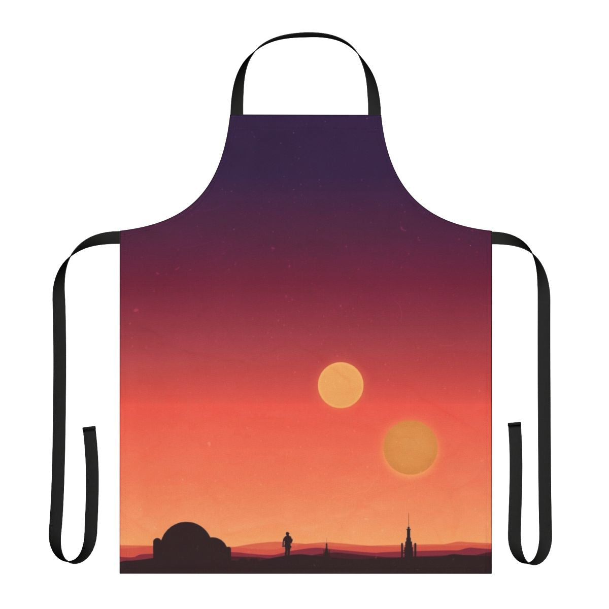 Tatooine-inspired apron with a gradient desert landscape and dual suns design