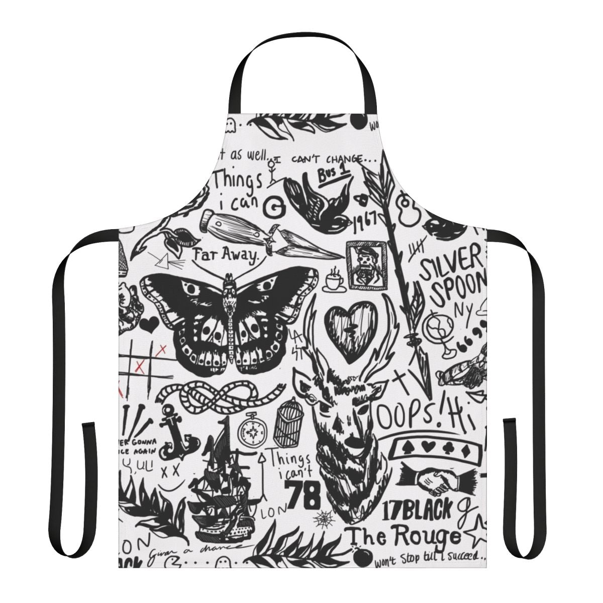 Tattoos collage design printed on a high-quality apron for One Direction and Larry Stylinson fans