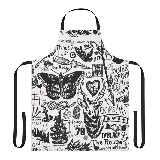 Tattoos collage design printed on a high-quality apron for One Direction and Larry Stylinson fans