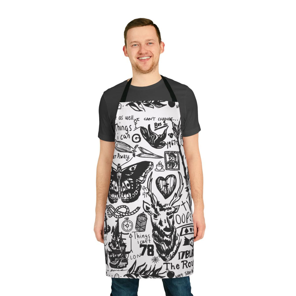 Tattoos collage design printed on a high-quality apron for One Direction and Larry Stylinson fans