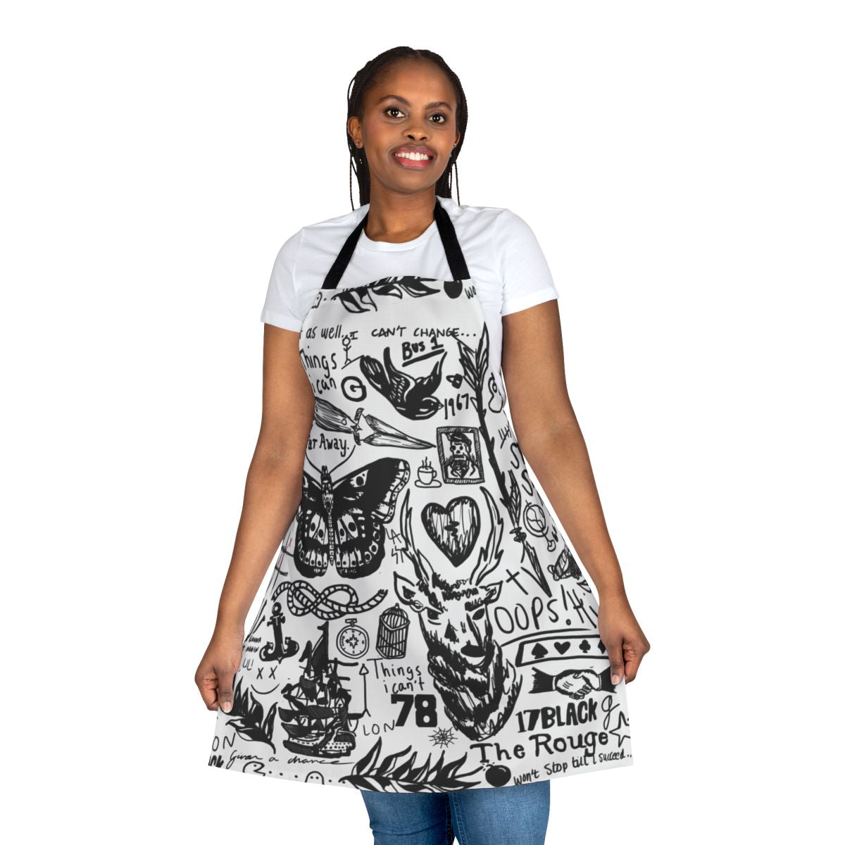 Tattoos collage design printed on a high-quality apron for One Direction and Larry Stylinson fans