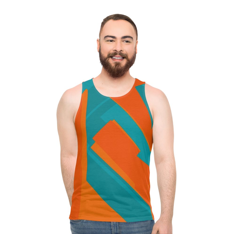 Teal and Orange Abstract Art Unisex Tank Top