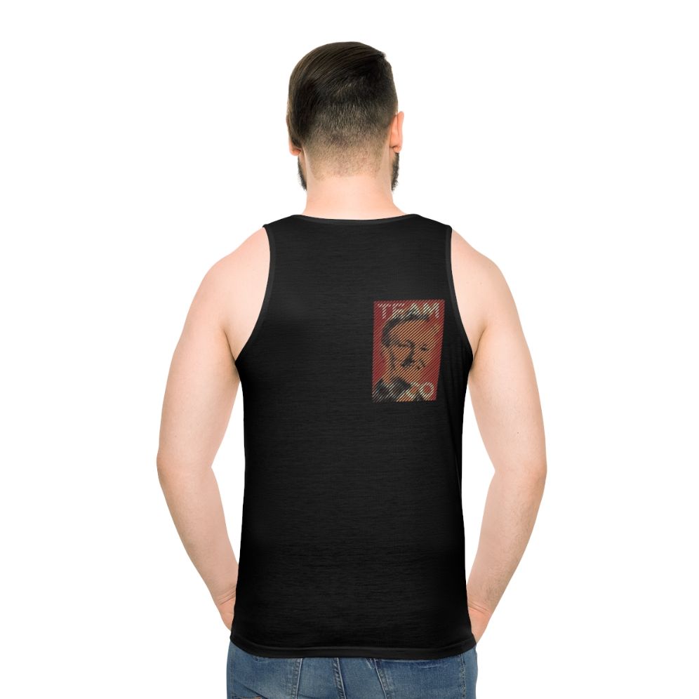 Team Coco Unisex Red Orange Tank Top with Conan O'Brien Portrait