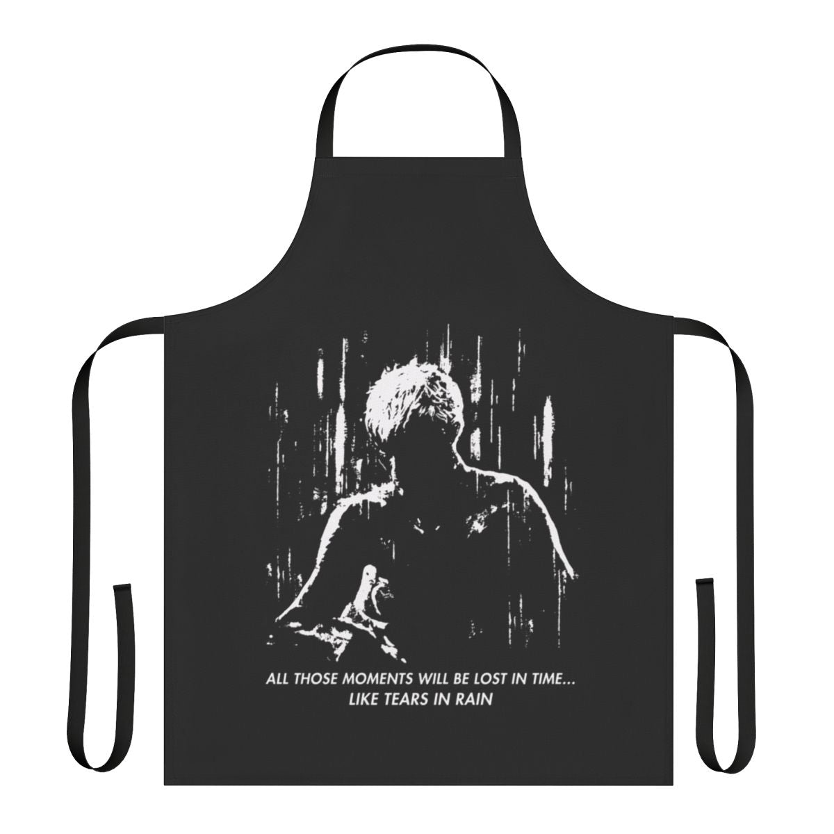 "Tears in Rain" inspired apron featuring a quote from the classic sci-fi film Blade Runner