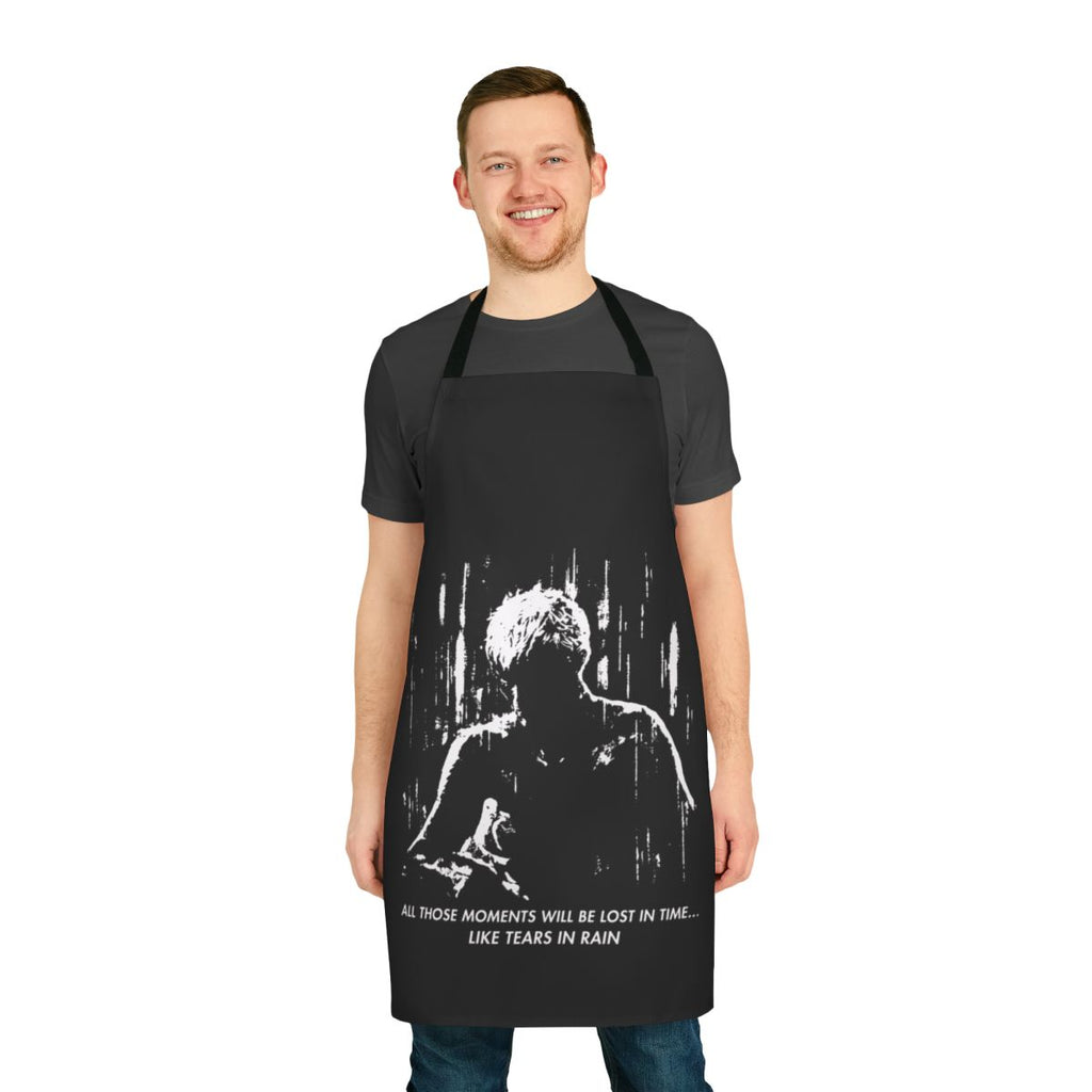 "Tears in Rain" inspired apron featuring a quote from the classic sci-fi film Blade Runner
