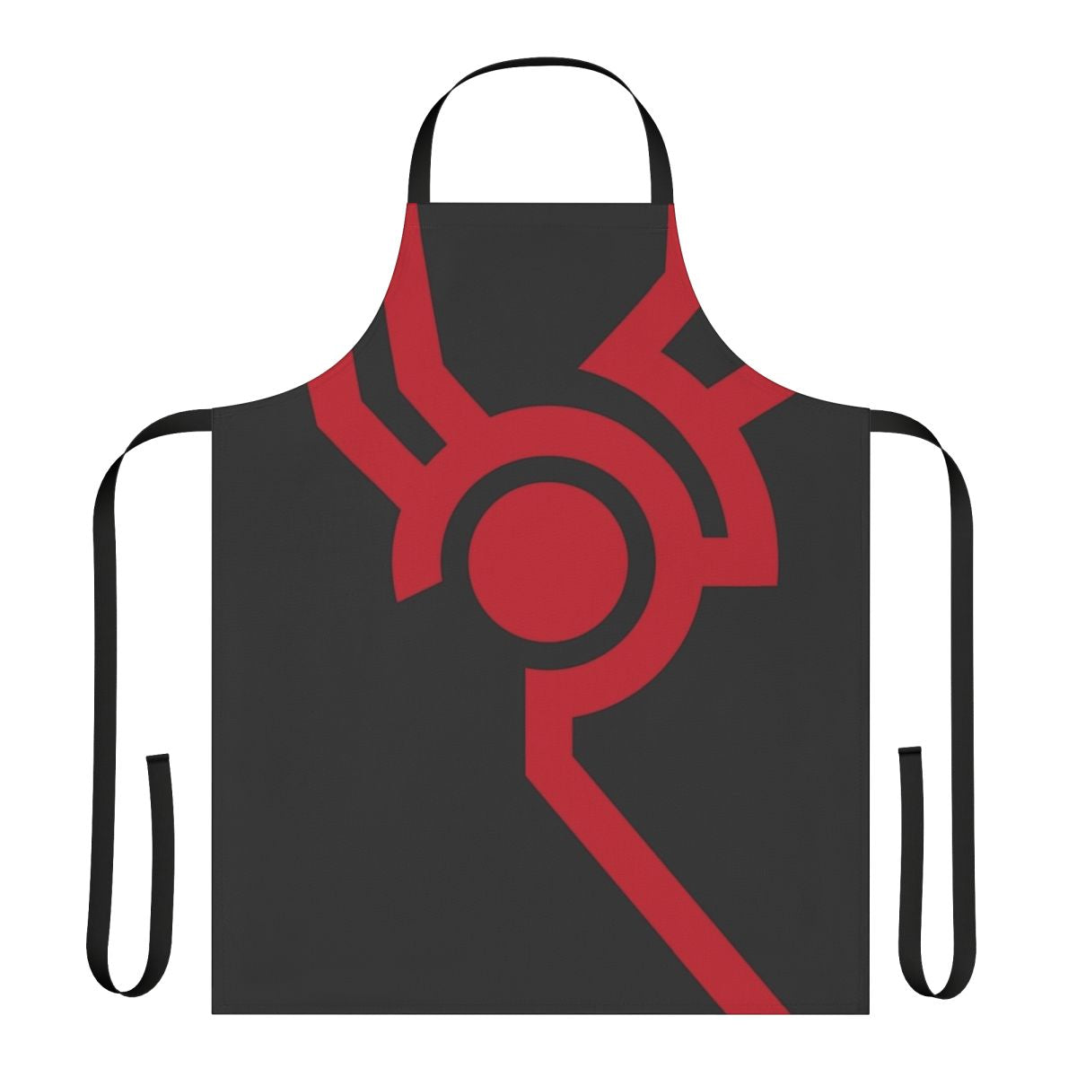 Techno-inspired apron with a simple, minimalist design featuring circles and circuits