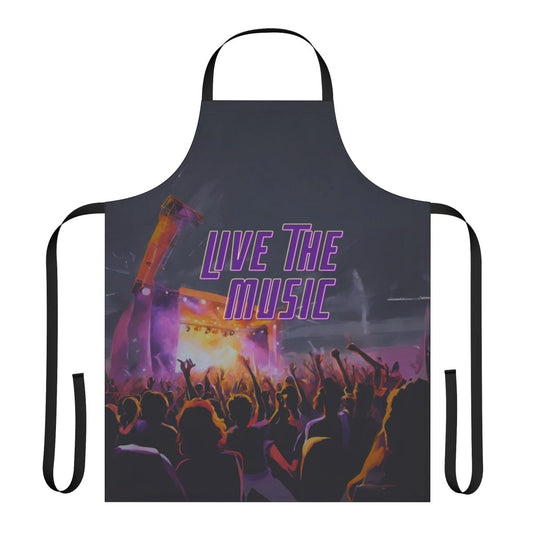 Vibrant and stylish music-themed apron featuring futuristic tunes, electronic beats, and synth sound design