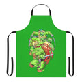 Colorful TMNT-themed kitchen apron featuring the four Ninja Turtles and their mentor Splinter