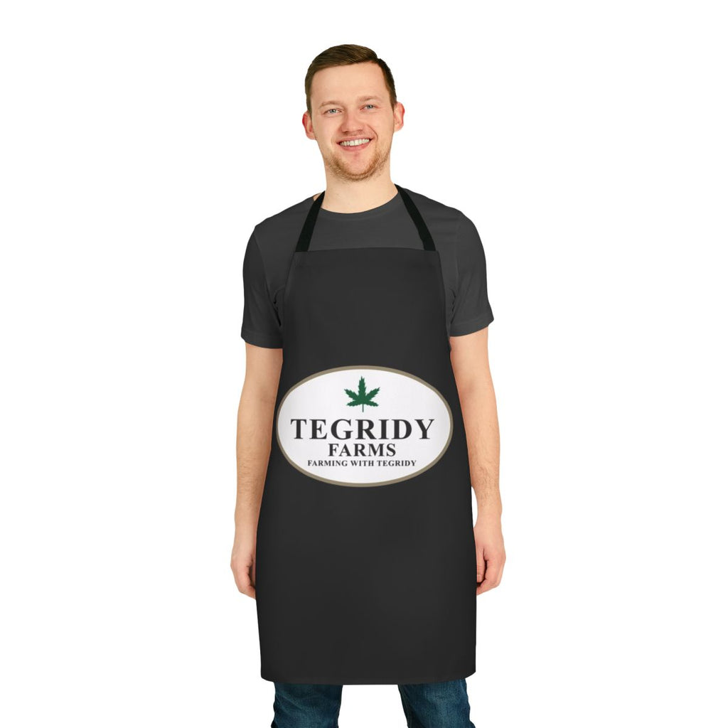 Tegridy Farms inspired apron featuring popular cartoon characters and cannabis leaf design