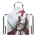 Templar Knight-inspired Medieval Apron with Cross, Broadsword, and Castle Imagery