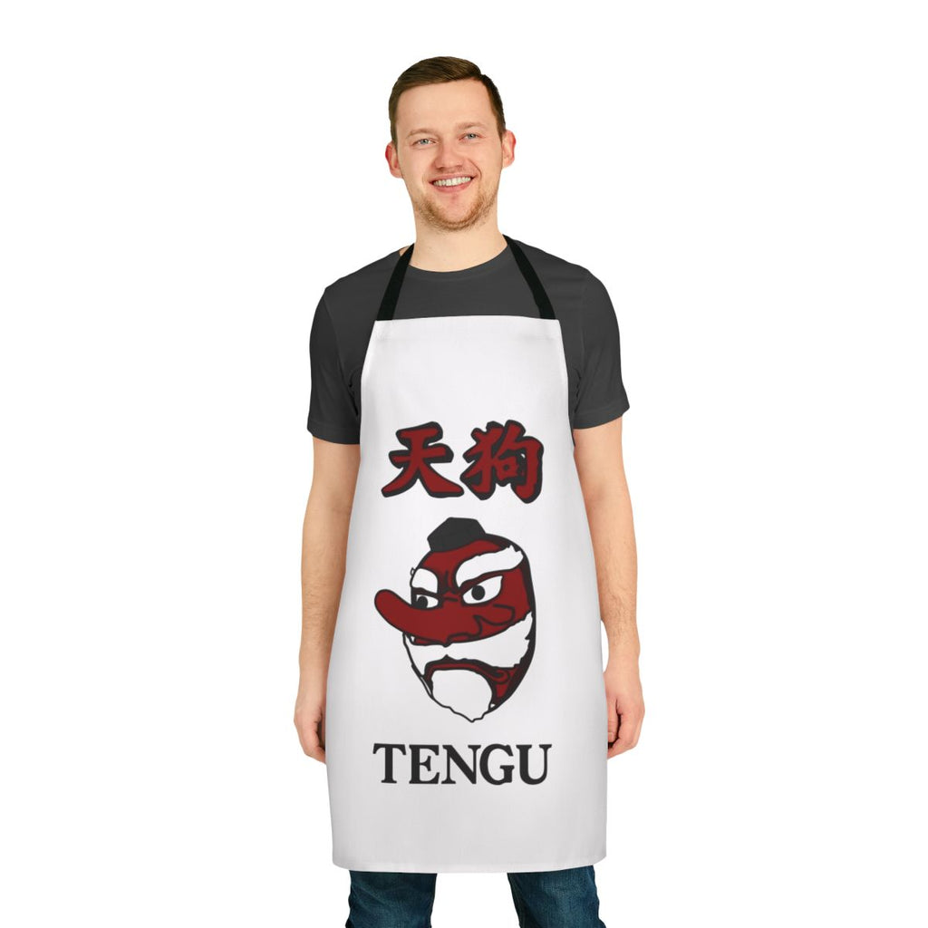 Red-faced Tengu creature apron with long nose, inspired by the No More Heroes video game series