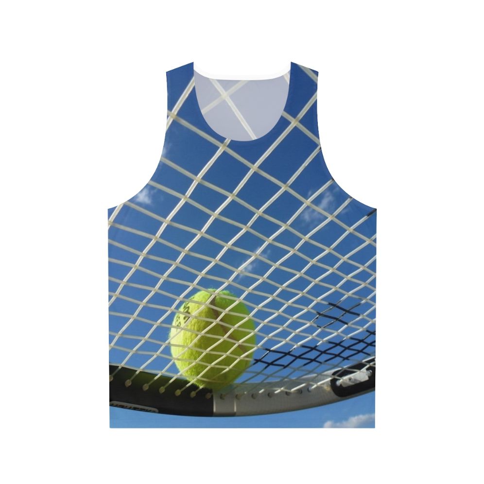 Unisex tennis ball print tank top
