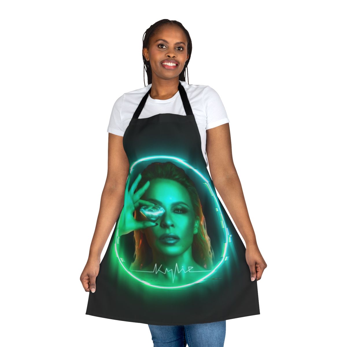 Tension Artistic Glow Apron featuring a vibrant pop art design inspired by Kylie Glow