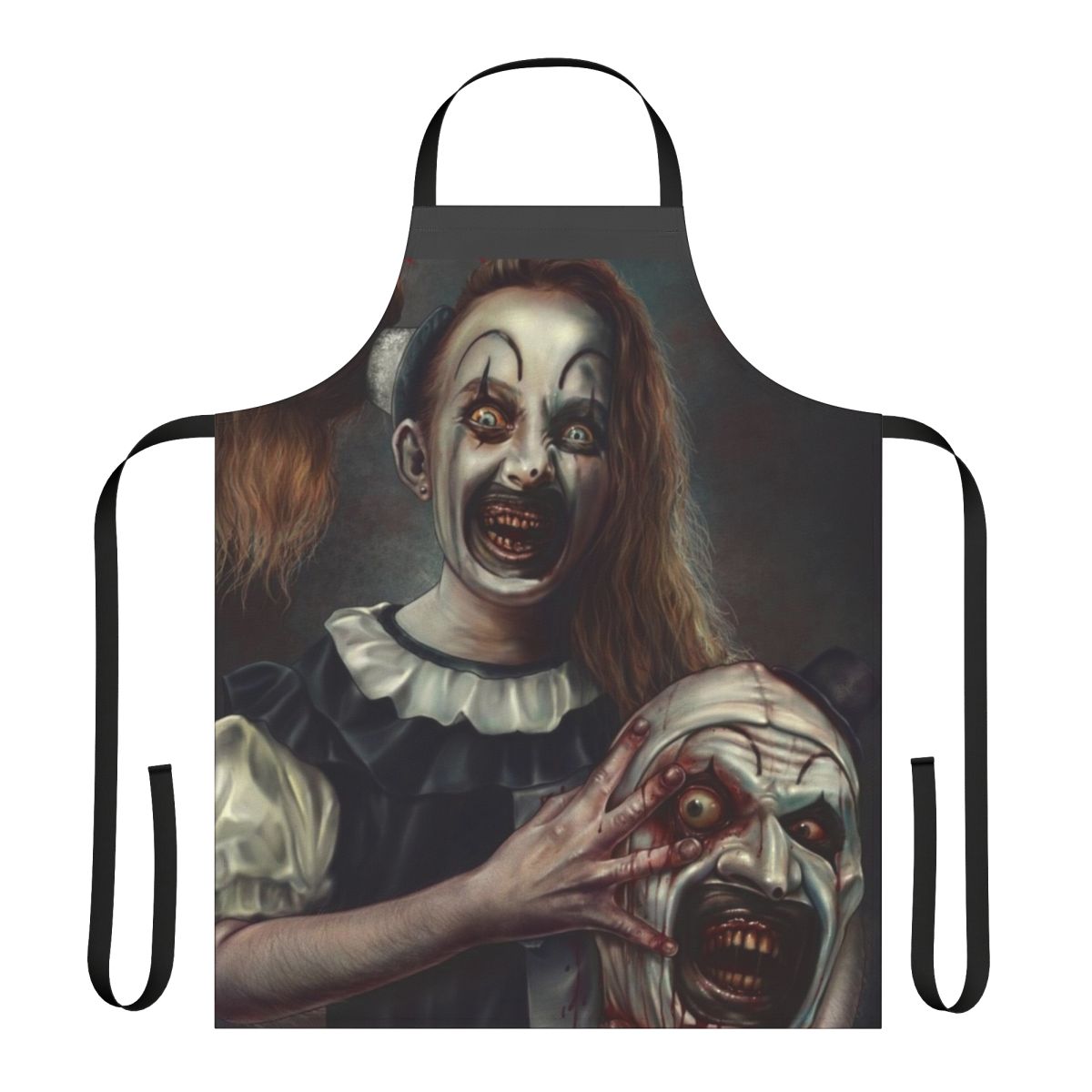 Terrifier 2 inspired apron featuring the iconic Little Pale Girl from the horror movie