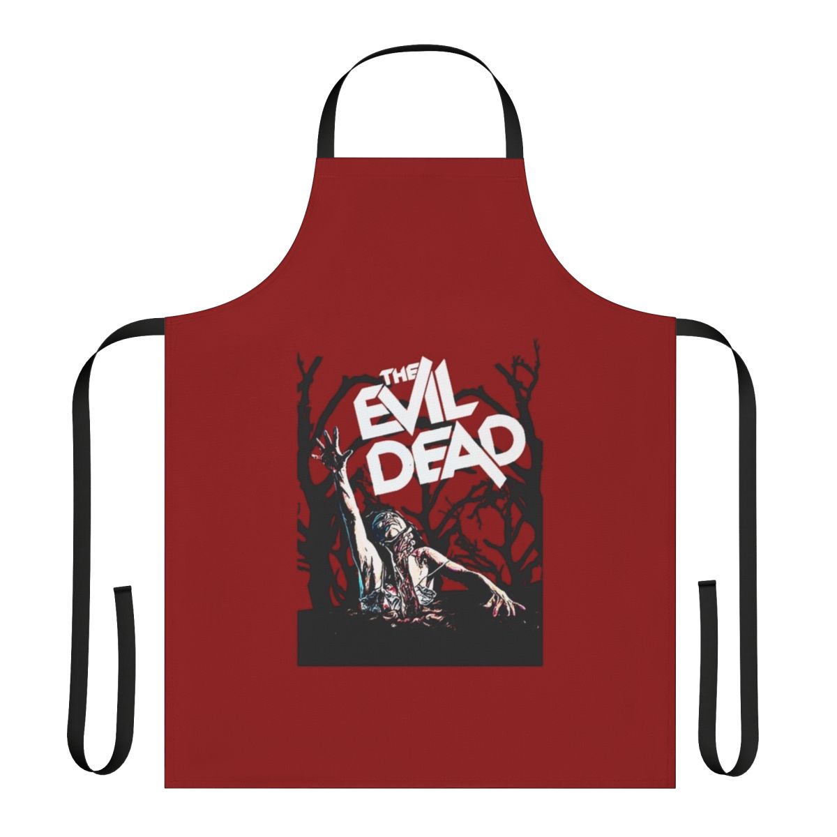 Apron featuring imagery and designs inspired by the classic horror movie Evil Dead