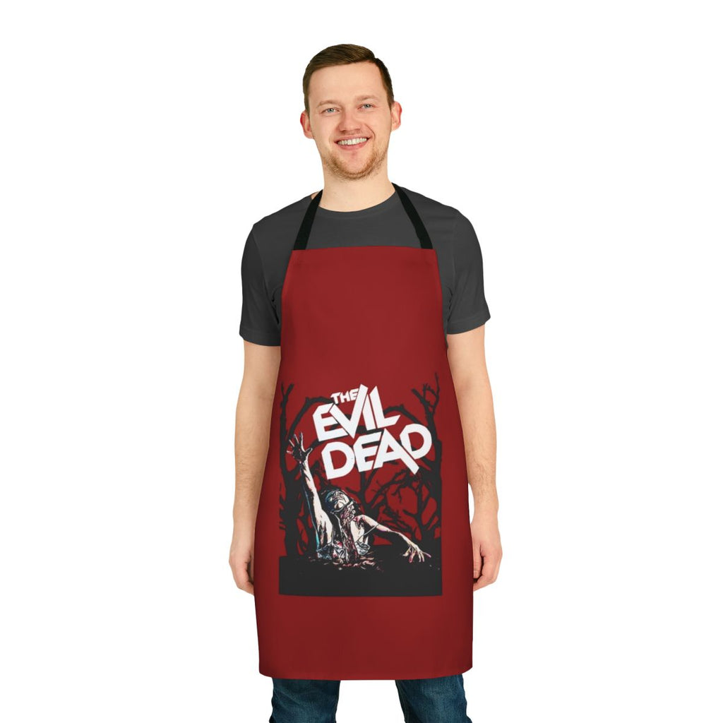 Apron featuring imagery and designs inspired by the classic horror movie Evil Dead