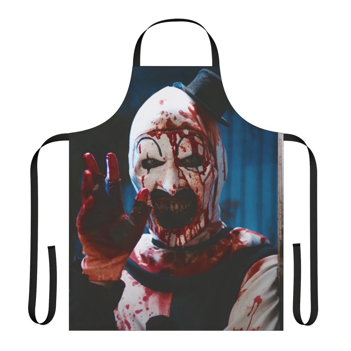 Terrifier 2 inspired apron featuring the iconic Art the Clown character