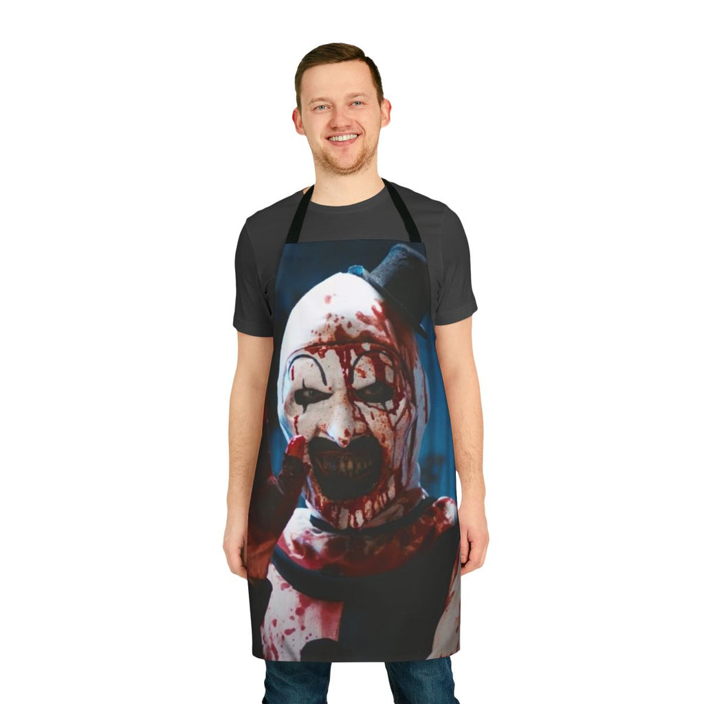 Terrifier 2 inspired apron featuring the iconic Art the Clown character