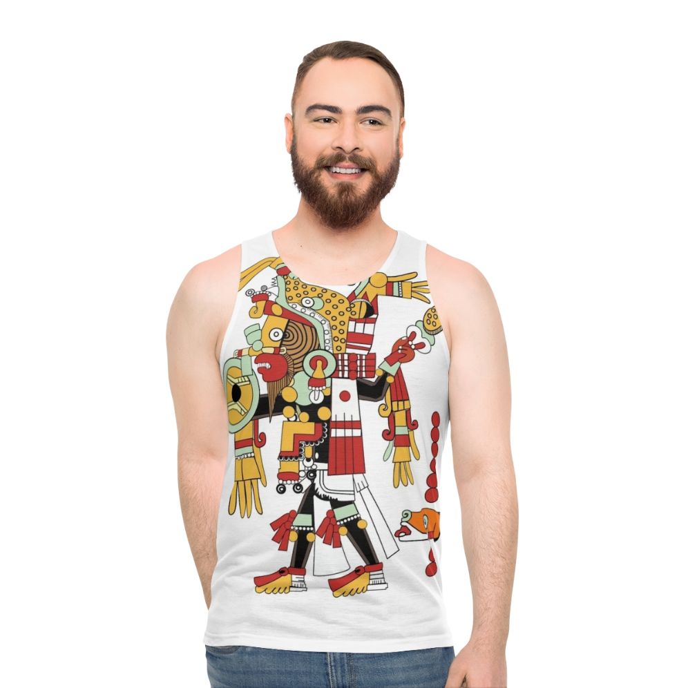 Tezcatlipoca Unisex Tank Top with Aztec Mythology Motif