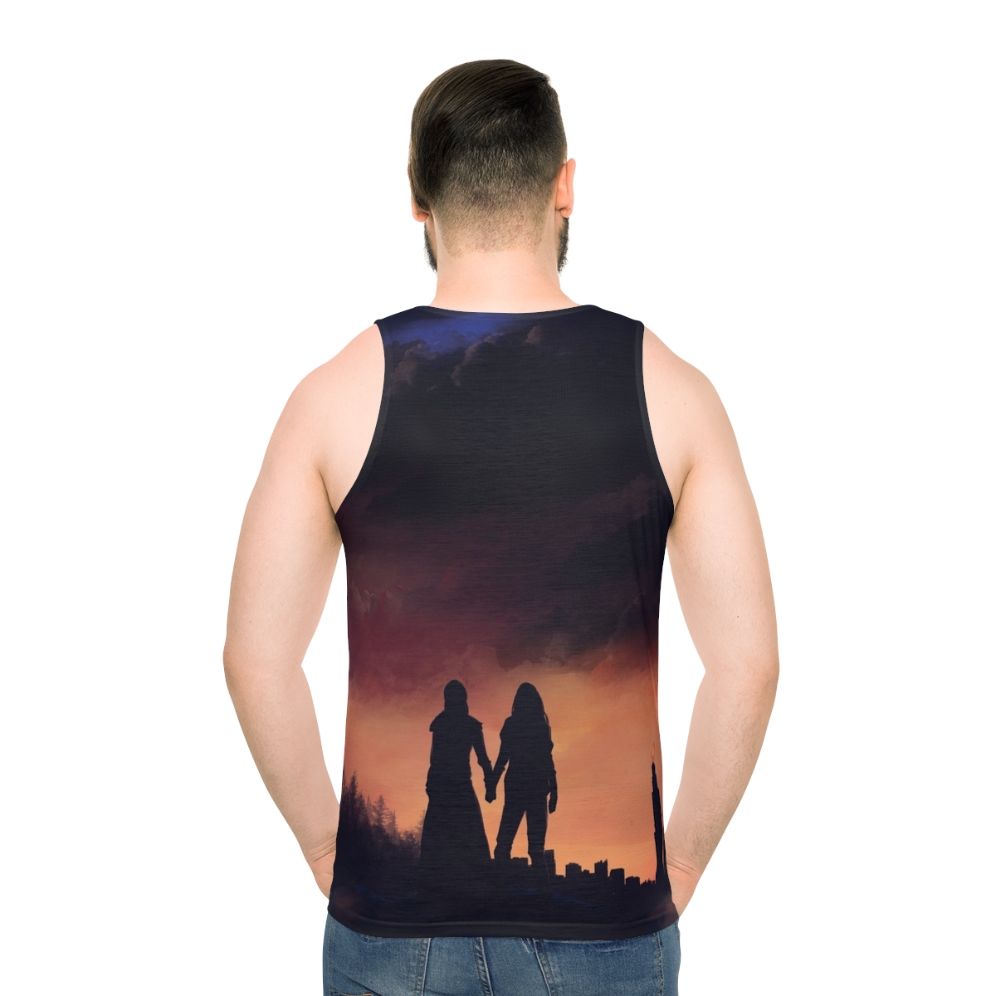 The 100' unisex tank top with Clarke Griffin and Lexa Commander design