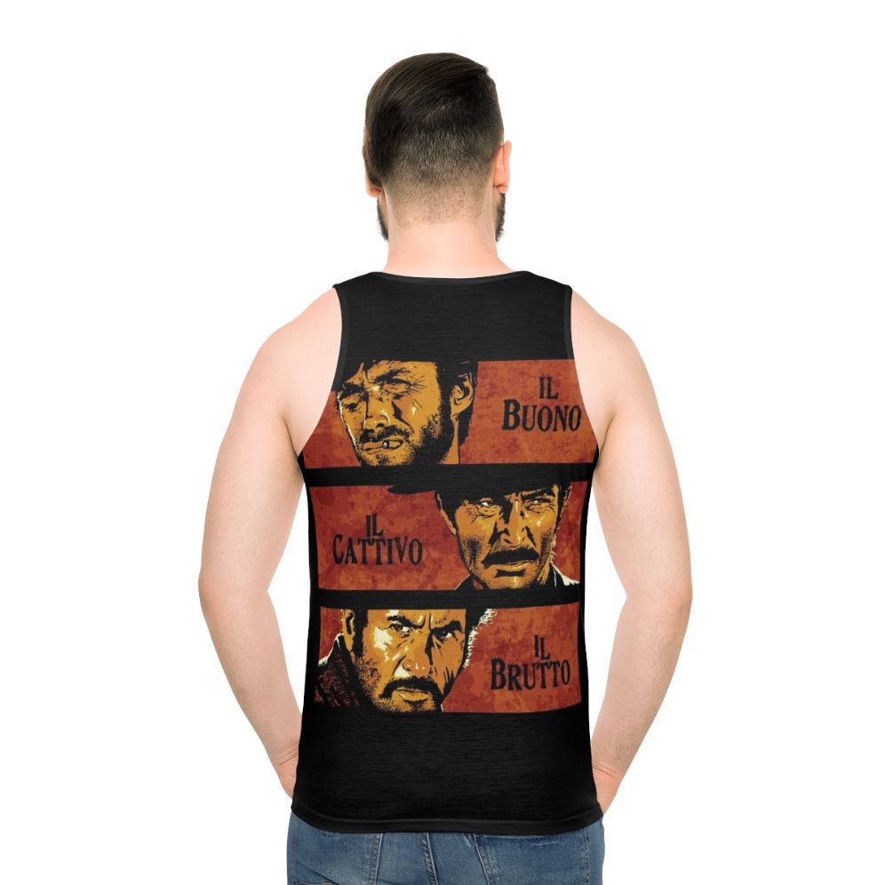 Unisex tank top featuring the iconic movie "The Good, The Bad and The Ugly" design