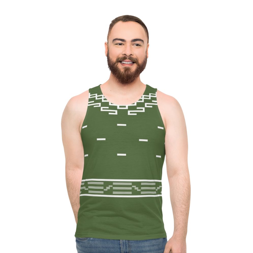 Unisex tank top with "The Good, The Bad, and The Ugly" spaghetti western movie graphic