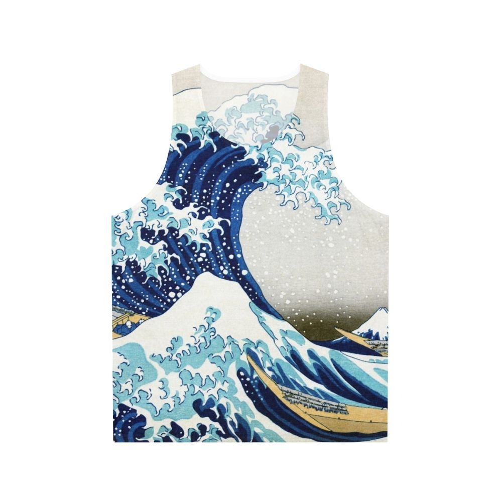 Unisex tank top featuring "The Great Wave of Kanagawa" Japanese art design
