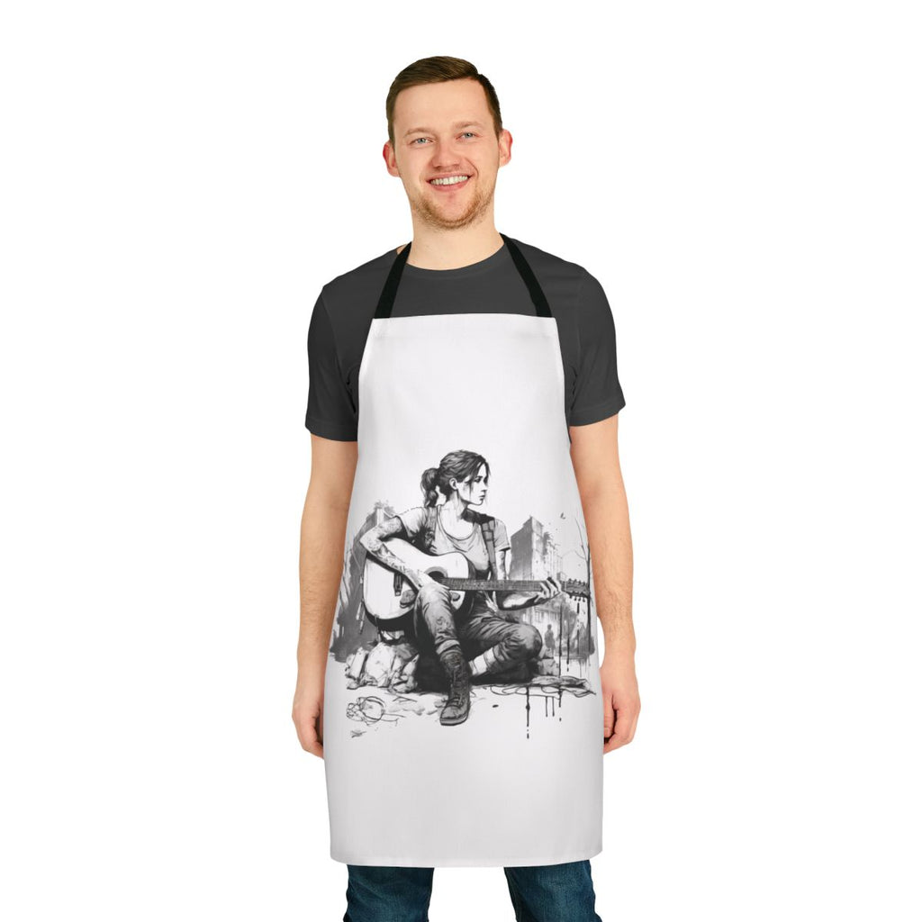 Illustration of Ellie from The Last of Us video game on a high-quality apron