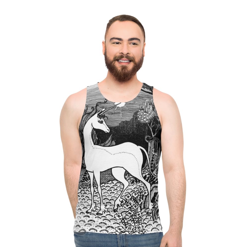 The Last Unicorn fantasy art graphic tee for unisex