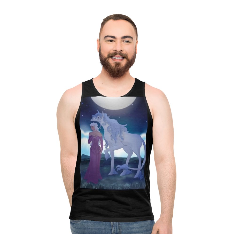 The Last Unicorn unisex tank top with original fantasy unicorn artwork