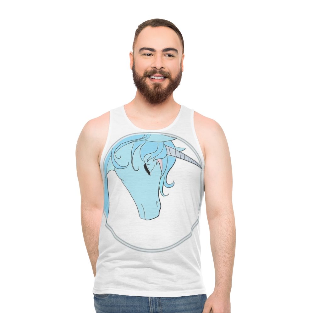 The Last Unicorn Unisex Tank Top featuring a beautiful unicorn