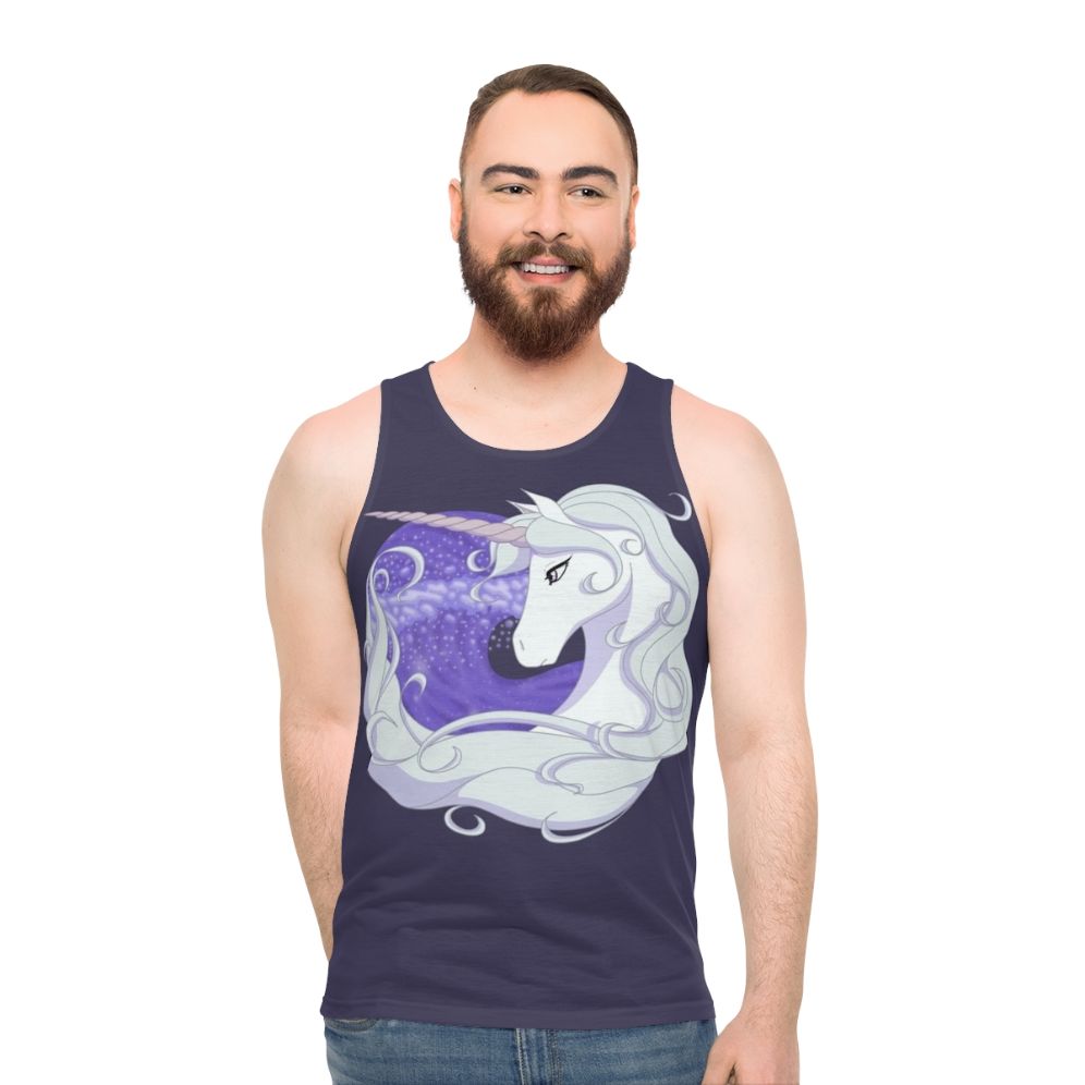 The Last Unicorn Unisex Tank Top with Unicorn and Sea Waves