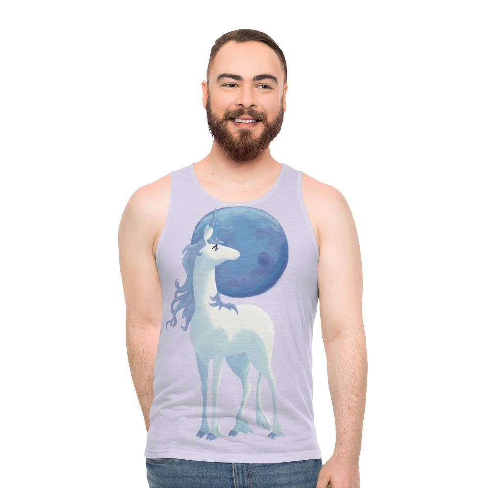 The Last Unicorn Unisex Tank Top featuring a mythical unicorn