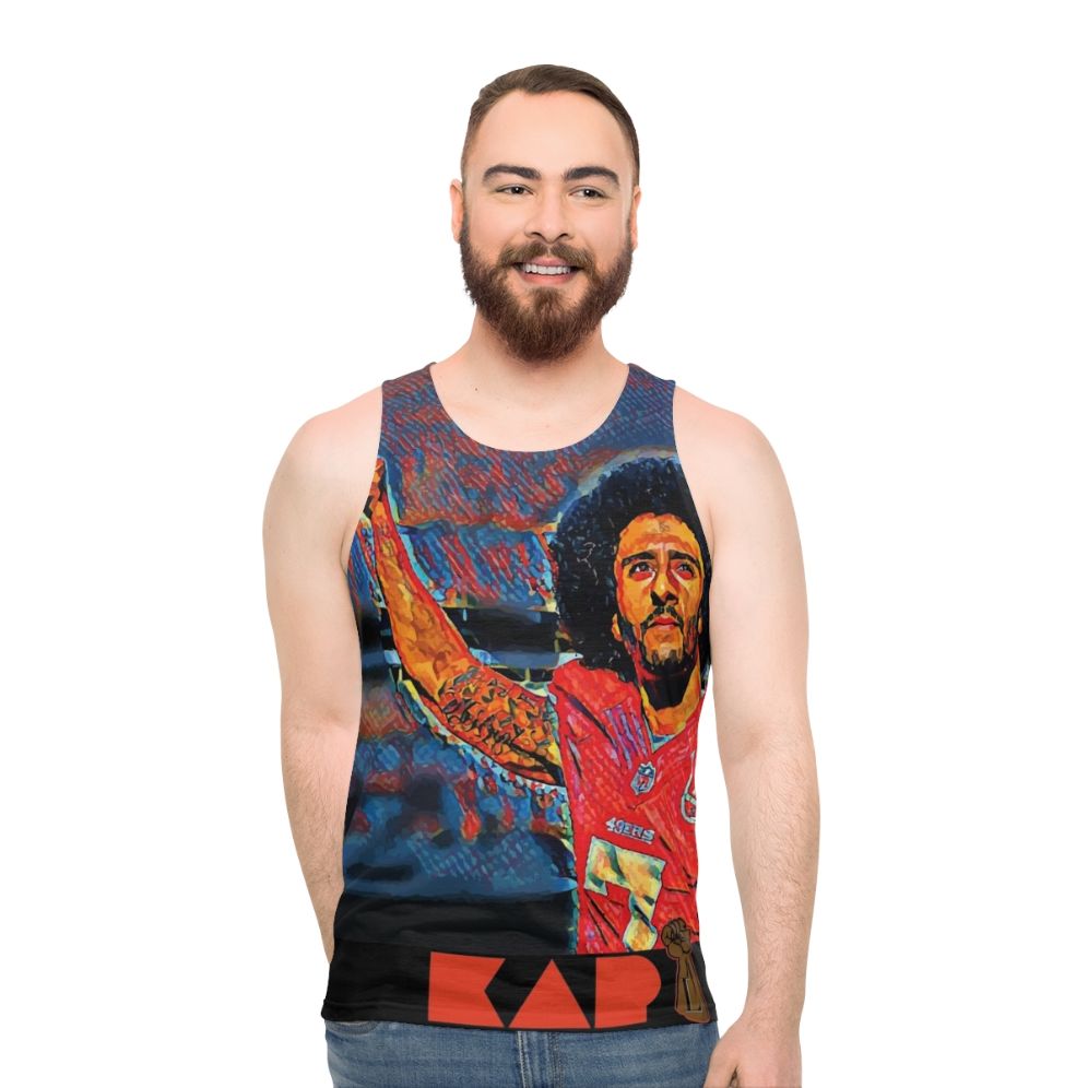 The Liberator Unisex Tank Top with Colin Kaepernick kneeling design