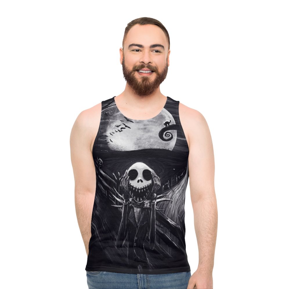 Unisex "The Scream Before Christmas" tank top featuring Jack Skellington