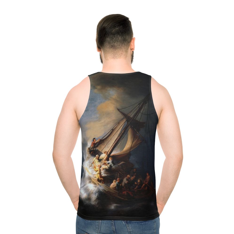 Unisex tank top featuring Rembrandt's 'The Storm on the Sea of Galilee' painting