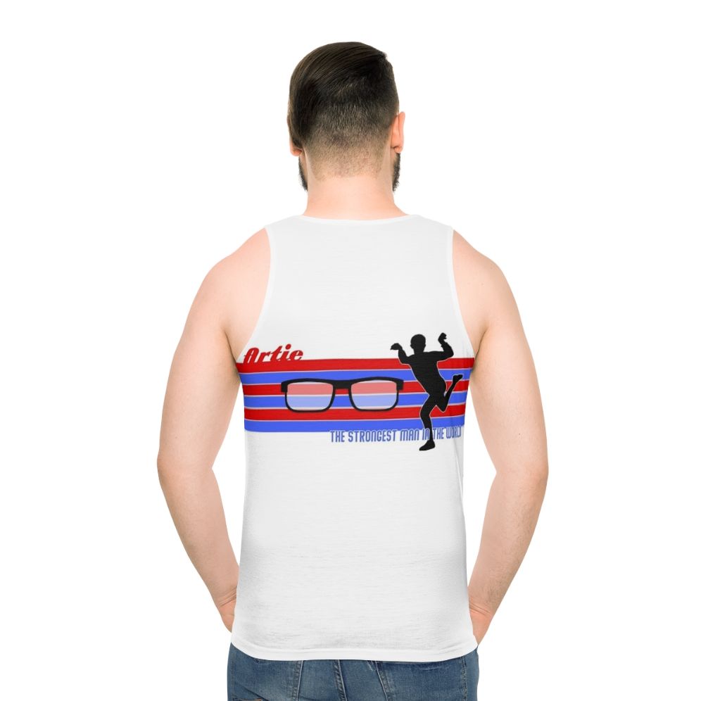 Unisex tank top featuring "The Strongest Man" design