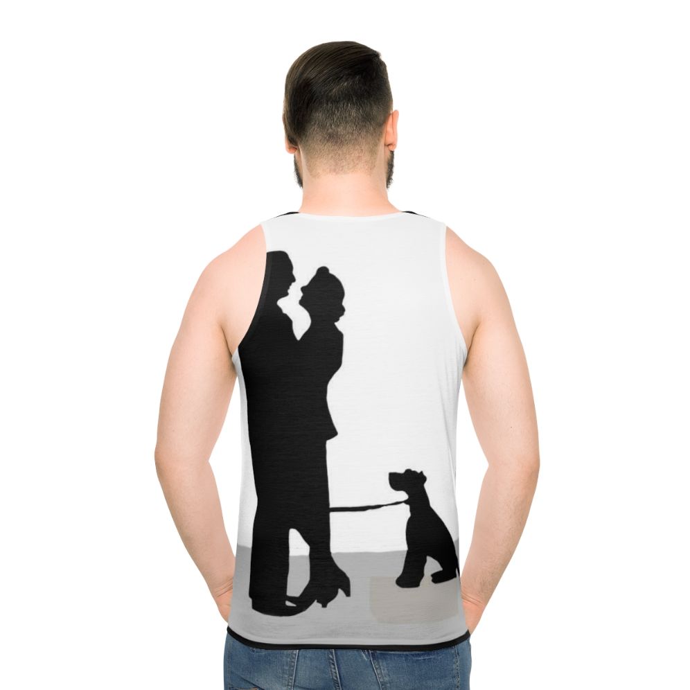 Unisex tank top with "The Thin Man" movie silhouette design