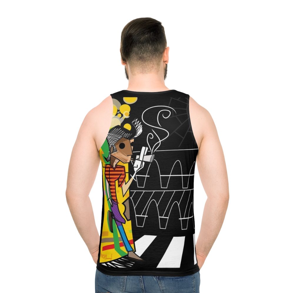 Colorful unisex tank top with pop art "The Trickster" design