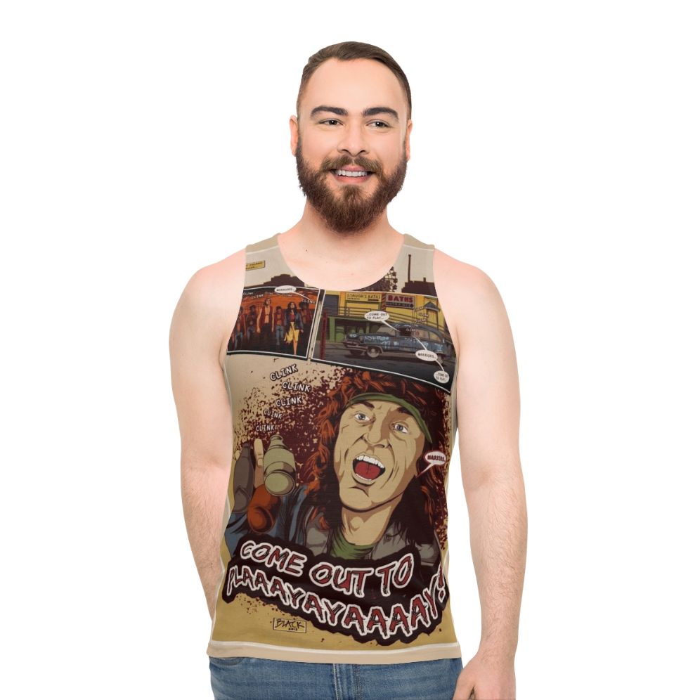 Unisex tank top with "The Warriors" movie quote "Come Out to Play"