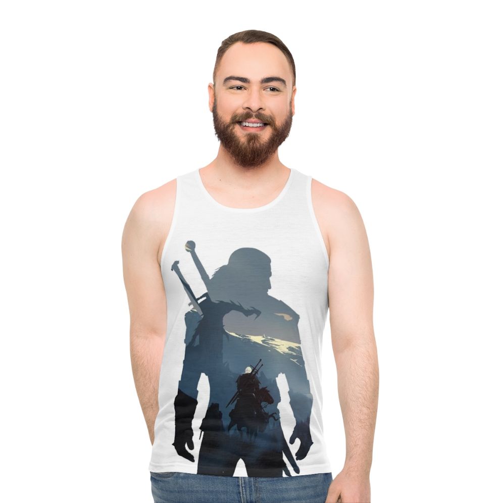 Unisex fantasy tank top with "The Wild Hunt" design