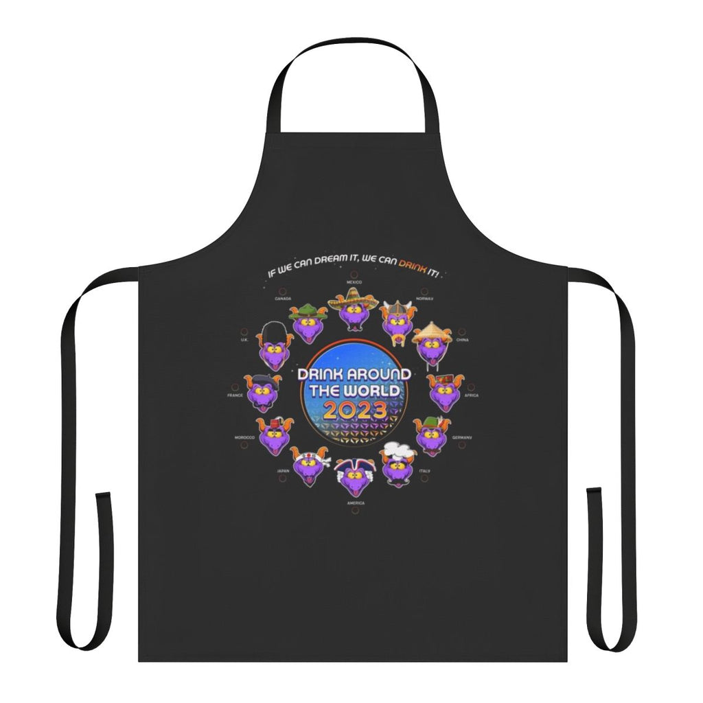 Themed apron featuring Epcot's Imagination Pavilion and Drink Around the World design