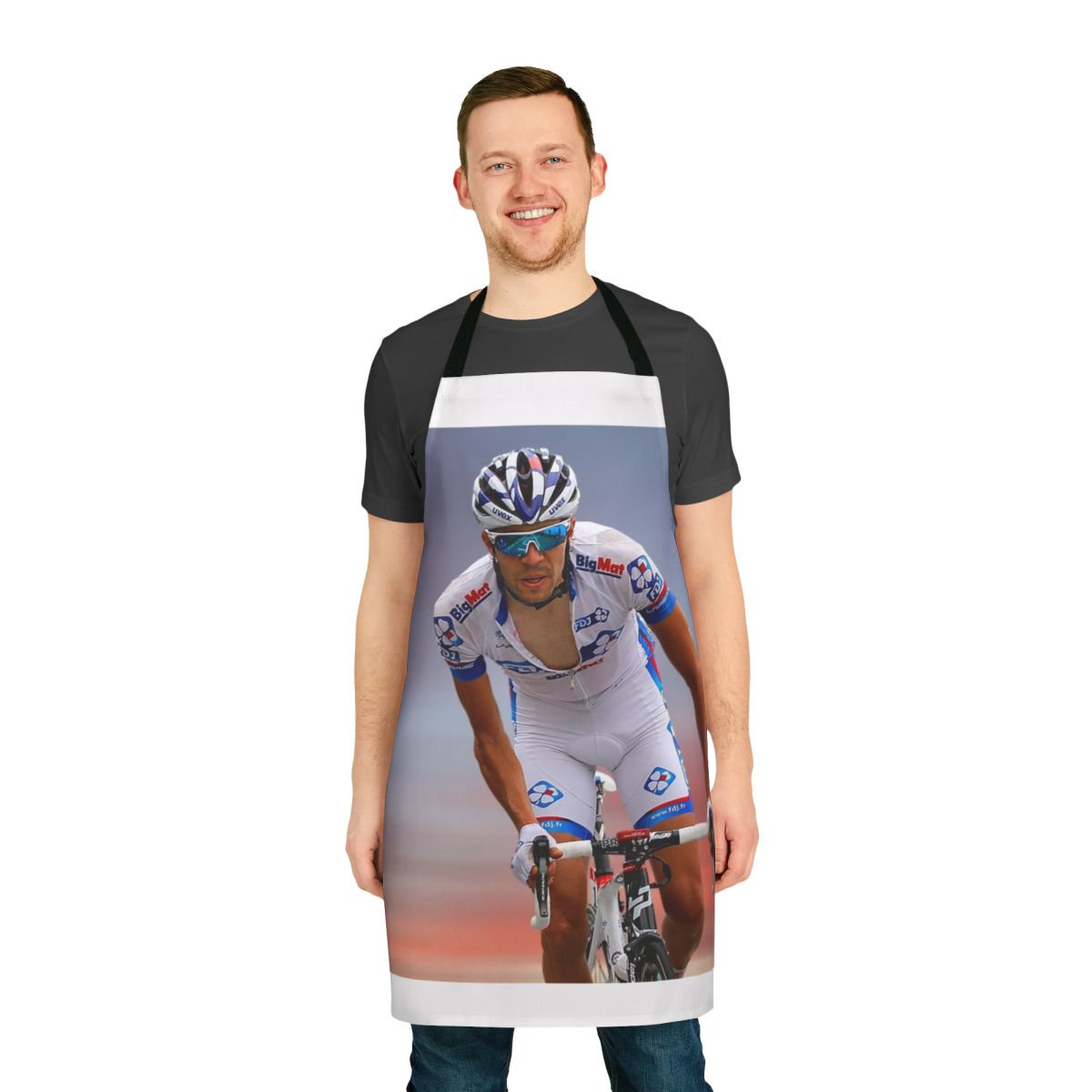 Thibaut Pinot inspired cycling apron with road cycling and cyclist design