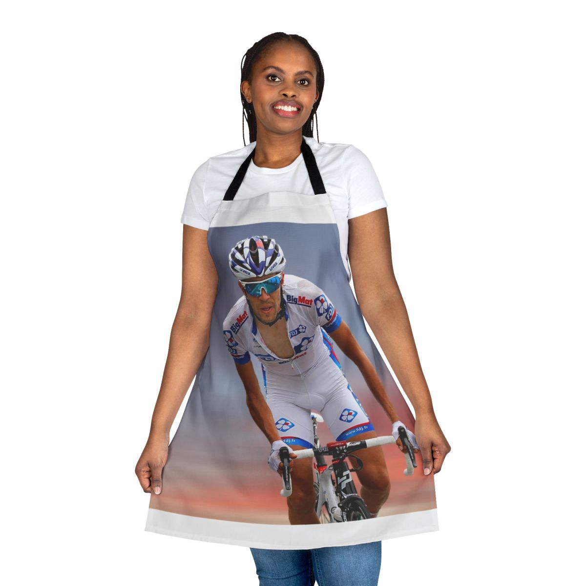 Thibaut Pinot inspired cycling apron with road cycling and cyclist design