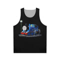 Banksy-inspired Thomas the Tank Engine graffiti unisex tank top