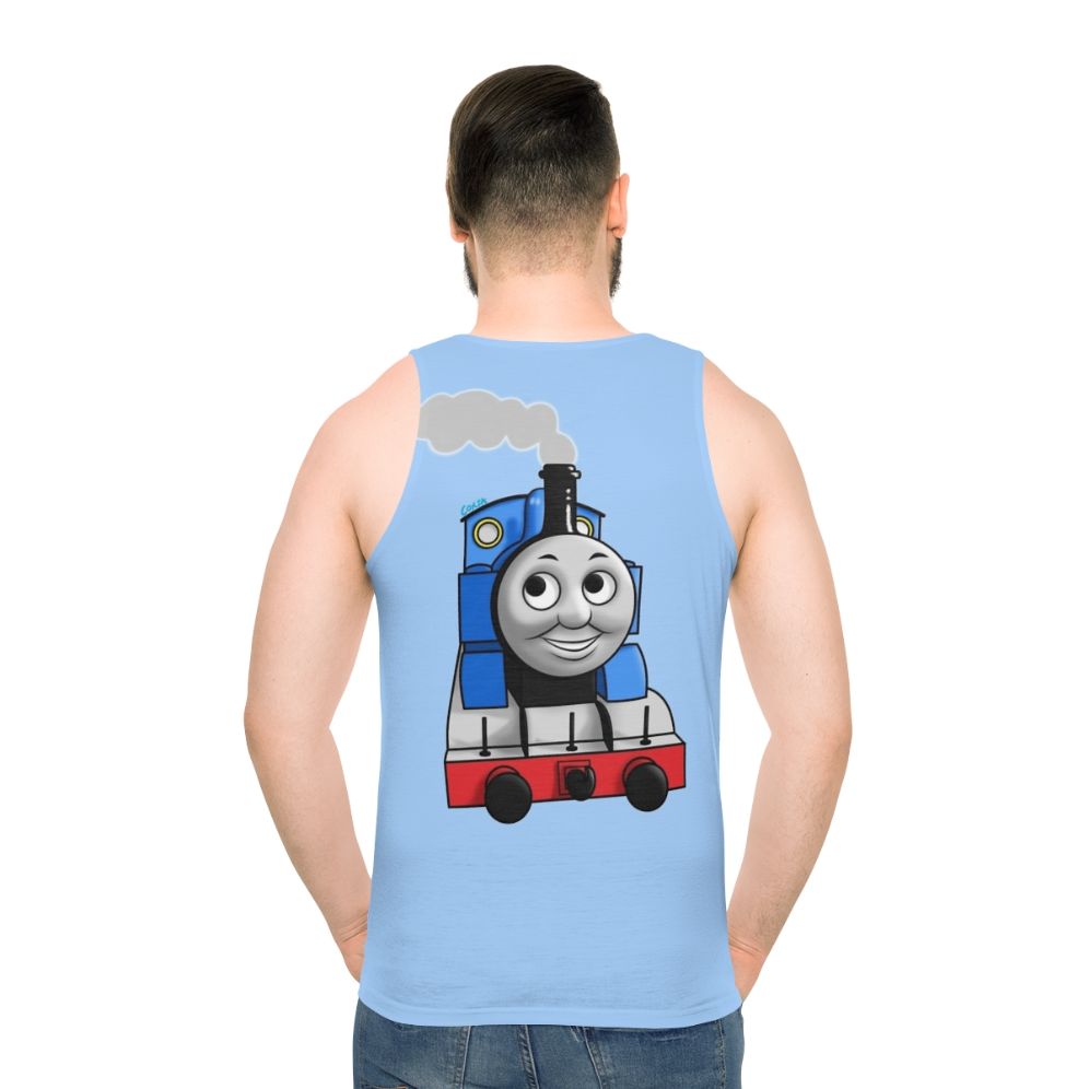 Vintage illustration of Thomas the Tank Engine on a unisex tank top